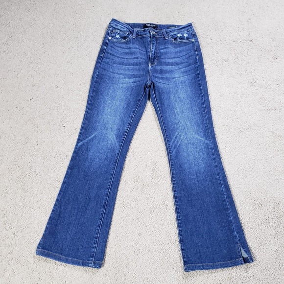 Judy Blue Jeans Women 29 Blue Slim Bootcut High Rise Dark Wash Stretch Whiskered - Picture 1 of 11